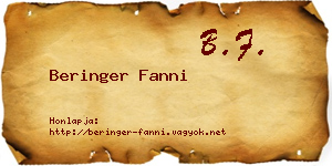 Beringer Fanni névjegykártya